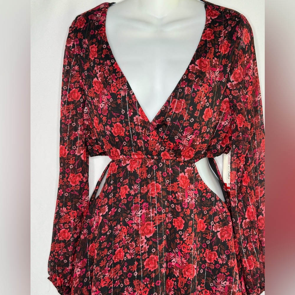 $12 Bundled💥 NEW Haute Nites Maxi Floral Print Sides Maxi Dress Sz 9 Junior - Picture 12 of 13